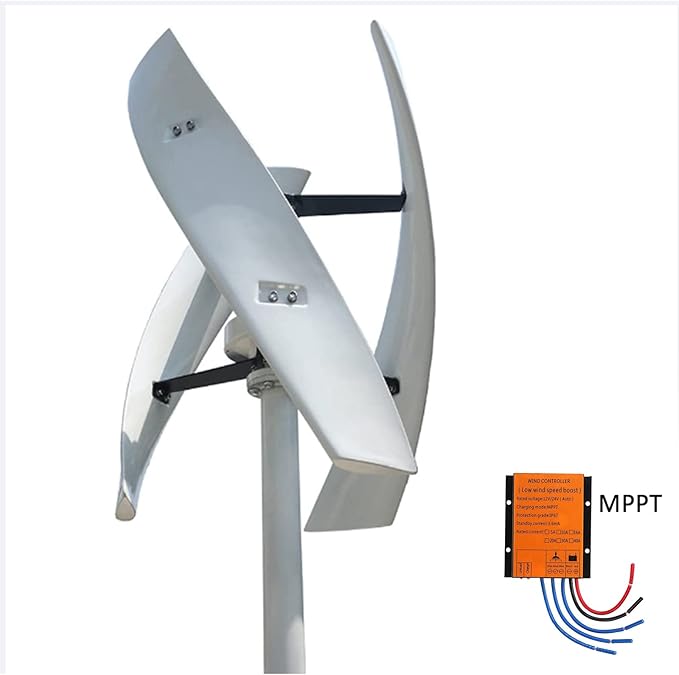 12000W No Noise Vertical Axis Wind Turbine Generator220V 12V 24V 48V Magnetic Levitation Turbine with MPPT Controller for Home Street Lighting(White)