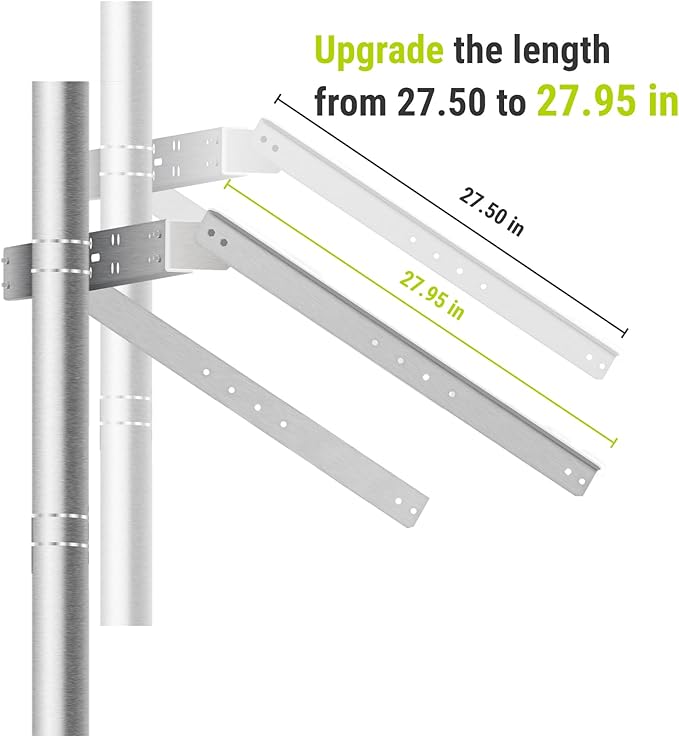 Newpowa Universal Solar Panel Heavy Duty Double Arm Pole Wall Mount for 70-120W Single Module at an tilt Angle from 0-90°