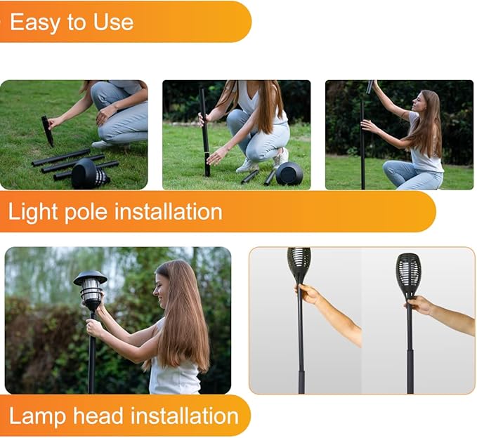 ZOOHAR Outdoor Light Pole Extension Kit - 55/4.6FT Stainless Steel with ABS Stakes for Enhancing Garden Lights and Torches Garden Patio Parties Wedding1.2in Diameter (2 Sets 10 pcs)