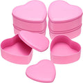 uxcell 6Pcs Heart Shaped Metal Tins Box Empty Candy Jars with Lids Favors Storage Containers for Valentine's Day Candles Wedding Parties Cookies Gifts Pink (12.5x11.5x4.5cm)