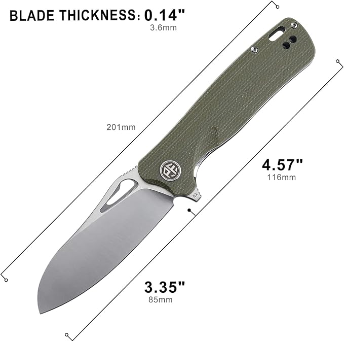 Petrified fish PF868 Bunta3.35 D2 Satin Blade146g G10 Handle Flipper Folding knife (Green G10)