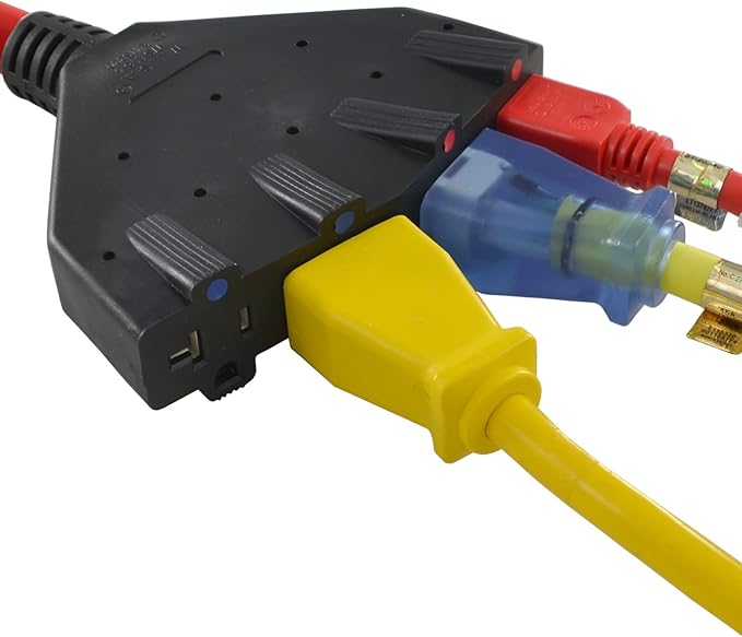 Conntek 1.5-Feet 20-Amp L14-20P 125/250-Volt to (4) 15/20-Amp Female Connector 4 Prong Generator Locking Extension Cord