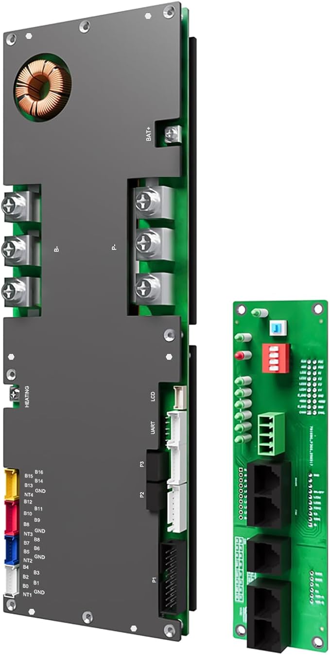 JKBMS Inverter BMS 8S-16S 24V-48V 300A – V19 Home Energy Storage BMS with UART Port 2A Active Balance Built-in Bluetooth RS485 &amp CAN for Solar System (JK-PB2A16S30P V19)