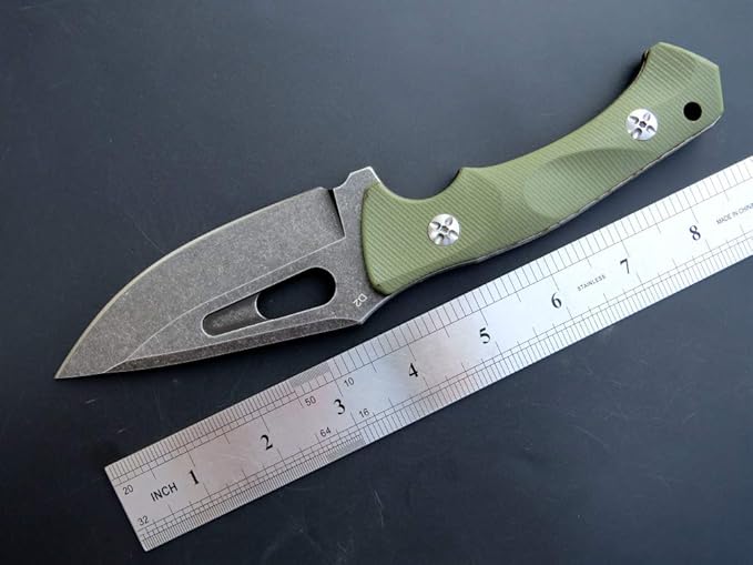 Eafengrow EF109 Fixed Blade Knife D2 Steel Blade G10 Handle Field Utility Knife with Kydex Sheath for Outdoor Camping Hiking (Green)