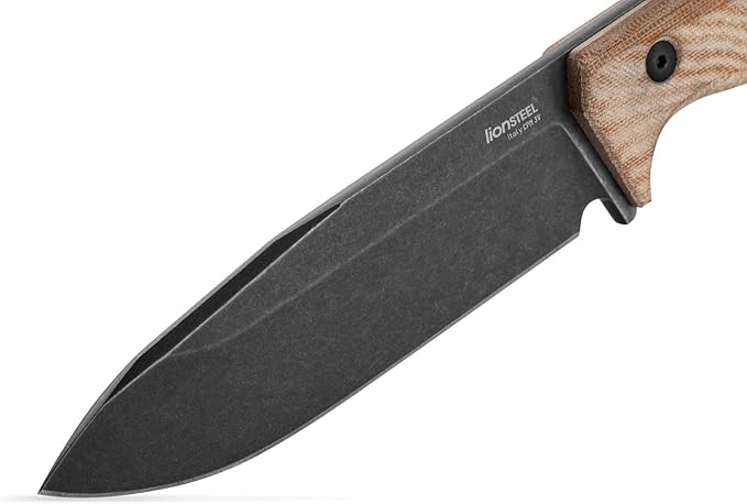 Lionsteel T6 CPM 3V Old Black Blade Natural Canvas Knife