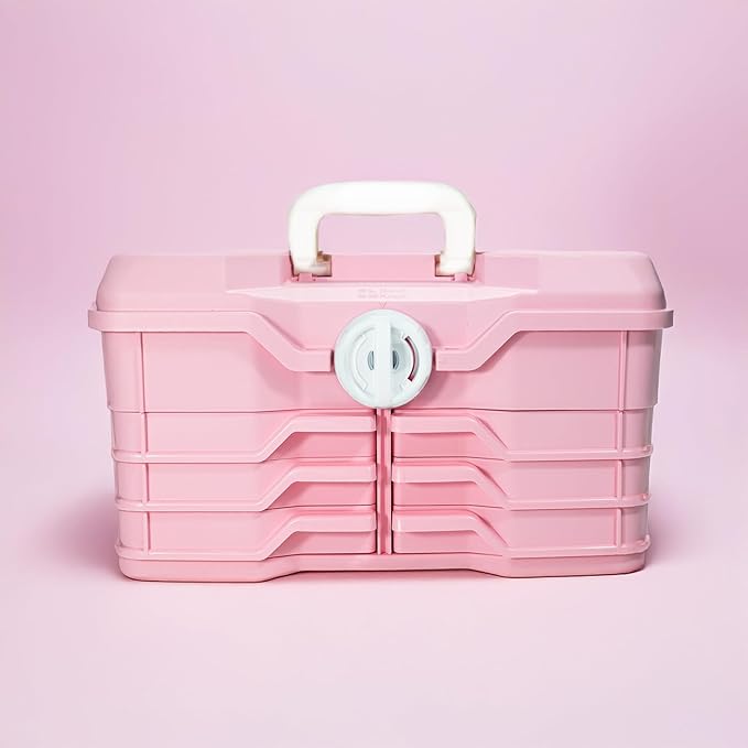 Best Kept | Portable Carrying Case | Diaper Caddy Organizer | Plastic | Portable Storage Box | Baby Shower For Girl | Newborn Essentials Must Haves | Baby Pink