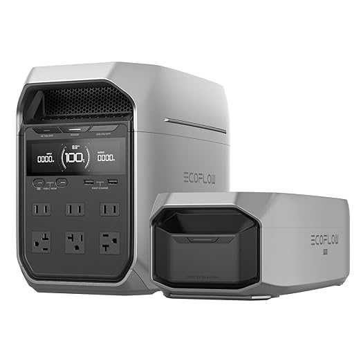 EF ECOFLOW Portable Power Station DELTA 3 Plus with Smart Extra Battery Expand Capacity from 1024Wh to 2048Wh Solar Generator for Emergency Home Backup Outdoor Camping