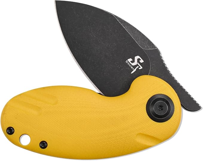 Sitivien ST153 Pocket Folding KnifeSandvik 14C28N Black Stonewashed Blade with G10 HandleChinese Zodiac Series EDC Tool Knifes Utility Knife for Camping Hunting Survival Hiking(Yellow) … …