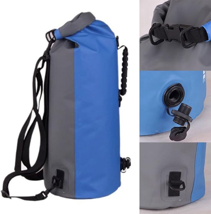 Inflatable Waterproof Floating Dry Bag Rucksack Outdoor 25L/35L/60L Inflatable Snorkeling Dry Bag Backpack PVC Dry Sack for Boating Kayaking Rafting Drifting Canoeing