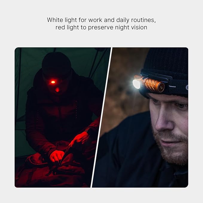 OLIGHT Perun 3 Mini Premium Headlamp 1250 Lumens Flashlight with Type-C Charging Box Rechargeable Headlight with Red Light OptionPerfect for Working Hiking Camping and Climbing (Orange)