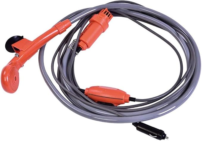 Zerone Camping Shower Portable Outdoor Shower Kit 12V Car Plug Vehicle Mounted Shower Kit for Camping Travel Outdoor Camp Showerhead Kit with Strong Pump Cable Length: 4.88m/16ft