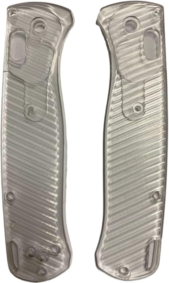 1 Pair Custom Acrylic Scales Fits for Bugout 535 Handle Patch with Non Slip Strip Pattern(Clear)