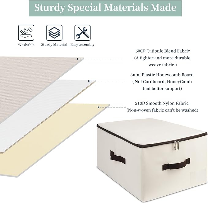 iwill CREATE PRO Pack of 3 Breathable Clothing Storage Bins with Lid Rigid Storage Containers for Sweaters Toys DollsBlankets Duvets Coats Jeans Files in Bedroom Office