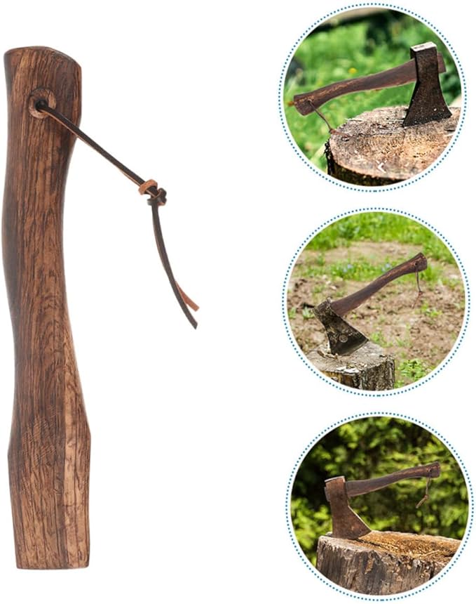 Holibanna Mini Axe Handle 2Pcs Ergonomic Wooden Grip for Hatchets Sturdy Solid Wood Replacement Handles for Camping and Outdoor Wood Splitting