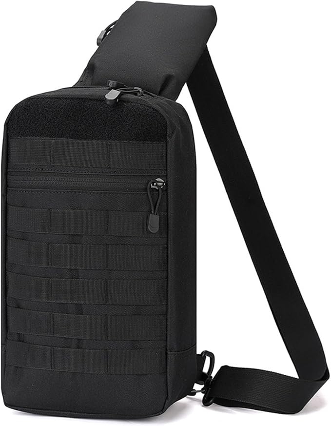 Outdoor Camping Chest Bag for Men Camouflage Backpack Travel Cycling Mountaineering Crossbody Waist Shoulder Sling Tactical Bag(Black)