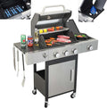 3-Burner Propane Gas BBQ Grill with Side Burner &amp Porcelain-Enameled Cast Iron Grates 37230 BTU Output Stainless Steel Grill for Cooking Kitchen Patio Backyard Barbecue