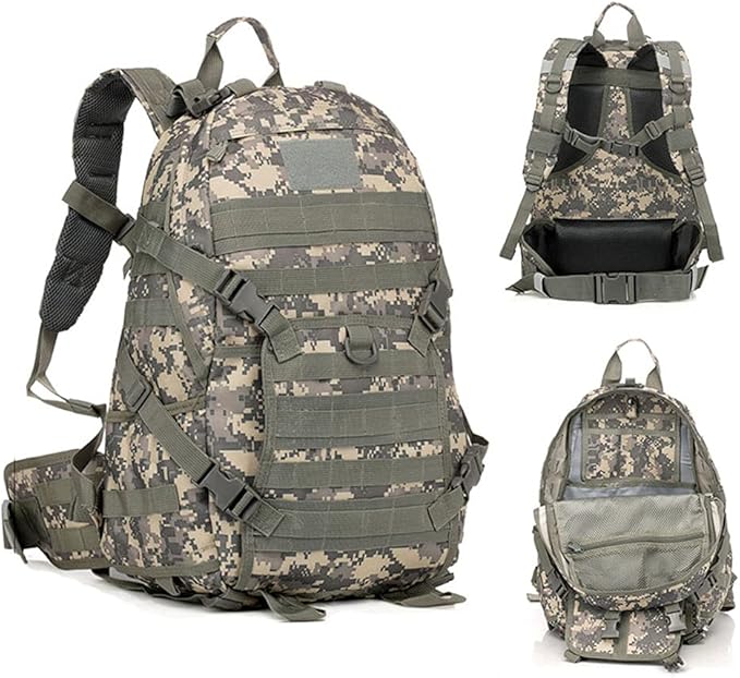 Outdoor Sports Pack Hiking Bag Tactical Rucksack Camo Knapsack Combat Camouflage Tactical Molle 40L Backpack - Tan