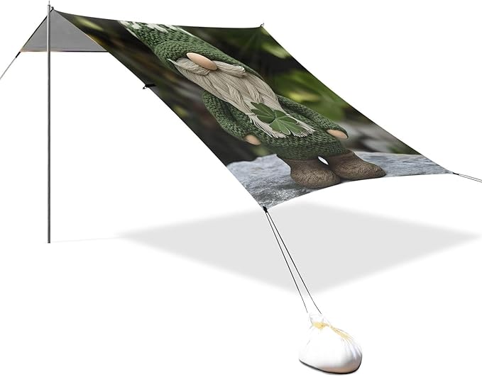 ALAZA Patrick's Day Gnome with Clover Beach Tent Sun Shelter Portable Canopy Sunshade for Outdoor Camping Picnics Backyard Fun 10x9 ft