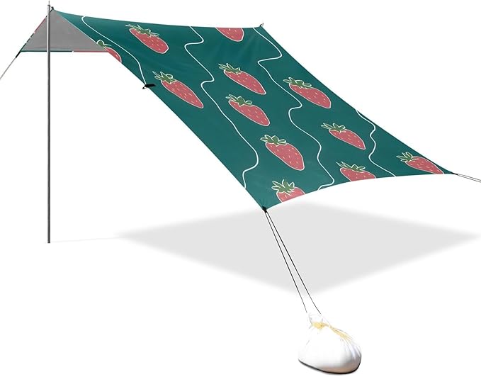 ALAZA Strawberry Cute Pattern Beach Tent Sun Shelter Portable Canopy Sunshade for Outdoor Camping Picnics Backyard Fun 10x9 ft