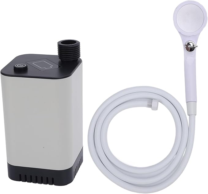 EVGATSAUTO Camping Shower with Rechargeable Battery 2m Hose ABS Construction - for Camping Hiking Traveling