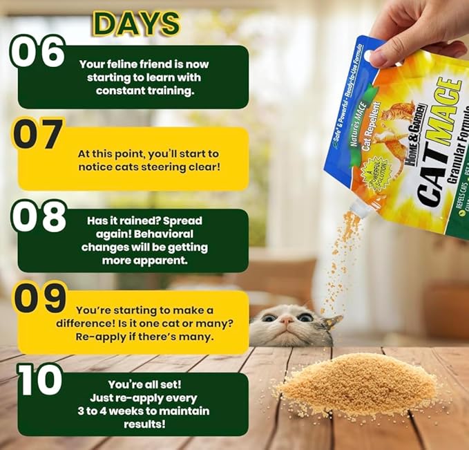 Nature's Mace Cat Mace Granules Outdoor cat Repellent for Yards Gardens and Plants. Safe for People Pets and Plants. Gradual Training Tool. (6 Pounds Granular (Pack of 1))