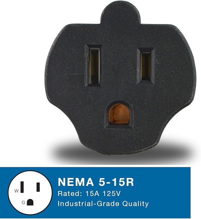 Conntek 30120 UNO Locking Plug NEMA L5-15P to NEMA 5-15R 125-Volt Adapter Black 1PCS/PK