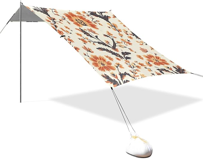 ALAZA Abstrac Flower Ethnic Floral Beach Tent Sun Shelter Portable Canopy Sunshade for Outdoor Camping Picnics Backyard Fun 10x9 ft