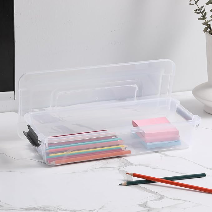 8 Pack 4QT Clear Plastic Storage Bins with Lids Stackable Storage Box for Crafts Supplies Plastic Container Bins for Organizing (Small 8Pack)