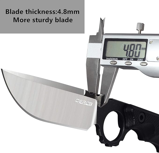 OERLA TAC OLK-032EK Outdoor Knife Fixed Blade Camping Hunting Survival Field Knife 420HC Full Tang Steel Blade with Kydex Sheath and EDC Tactical Belt Clip
