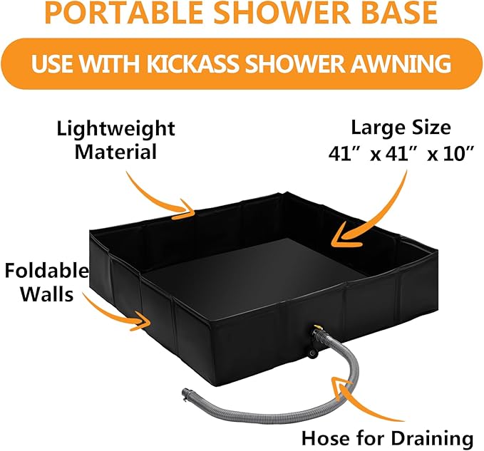 Portable Shower Pan Foldable Shower Base &amp Basin Floor with Detachable Drain Pipe Ideal for RV OutdoorIndoor Shower Stall Enclosures