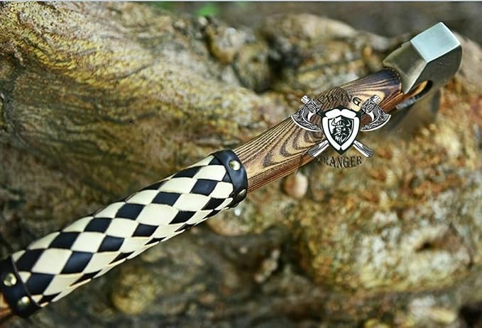 Handmade Carbon Steel Axe – Hand Forged High Carbon Steel Head | Wood Handle Rustic Outdoor Hatchet Viking Style Camping &amp Survival Axe (Axe-2)