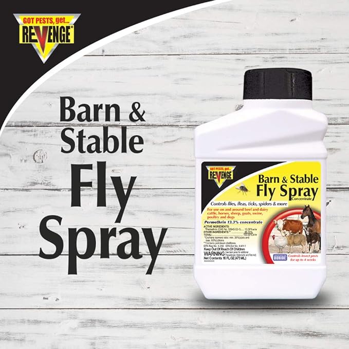 Bonide (BND46177) - Revenge Barn &amp Stable Fly Spray Indoor &amp Outdoor Insecticide/Pesticide Fly Killer Concentrate (16 oz.)