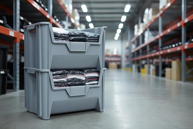Hudson Exchange 20 x 15 x 12.5 (1 Pack) Plastic Giant Stackable Hopper Bin Container Gray
