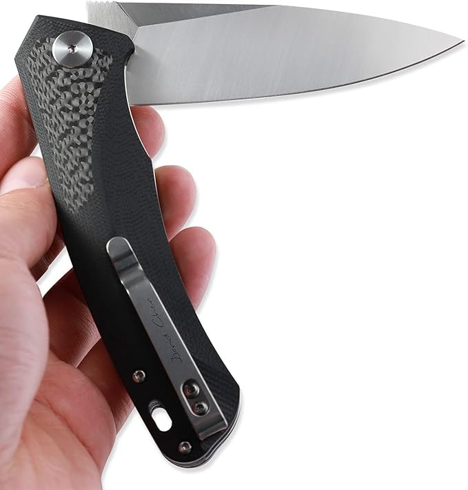 Petrified fish PF8383.74 Black Stonewashed D2 Blade166.6g Carbon fiber &amp G10 Handle Flipper Folding Knife