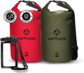 Earth Pak Waterproof Dry Bag - Roll Top Waterproof Backpack Sack (30L Red &amp 30L Green)
