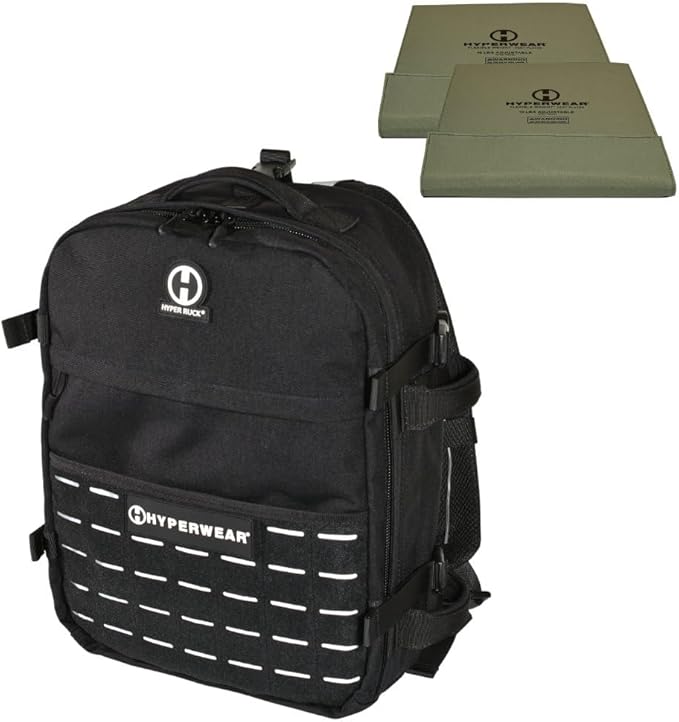 HYPERWEAR Hyper Ruck® 20L Rucking Backpack – Modular Load System Laptop &amp Plate Sleeves Fitness Hiking &amp EDC (Empty)
