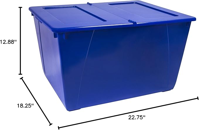 Storex Storage Tote 16 Gal 22.7 X 18.25 X 12.86 Blue