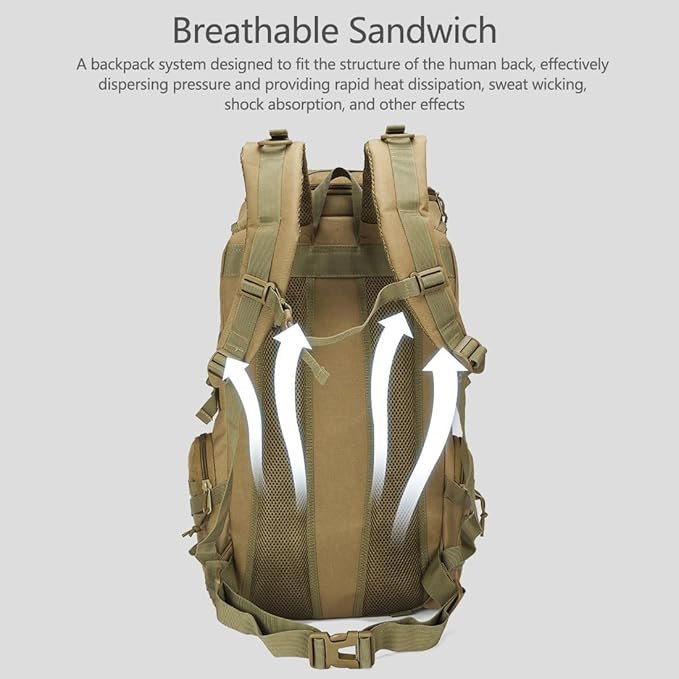 50L Multi functional Combination Backpack Tactical Mountaineering Bag Cycling Sports Outdoor Shoulder Pack (Black)