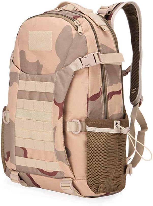 Outdoor Sports Pack Hiking Bag Tactical Rucksack Camo Knapsack Combat Camouflage Tactical Molle 30L Backpack - 3 Color Desert