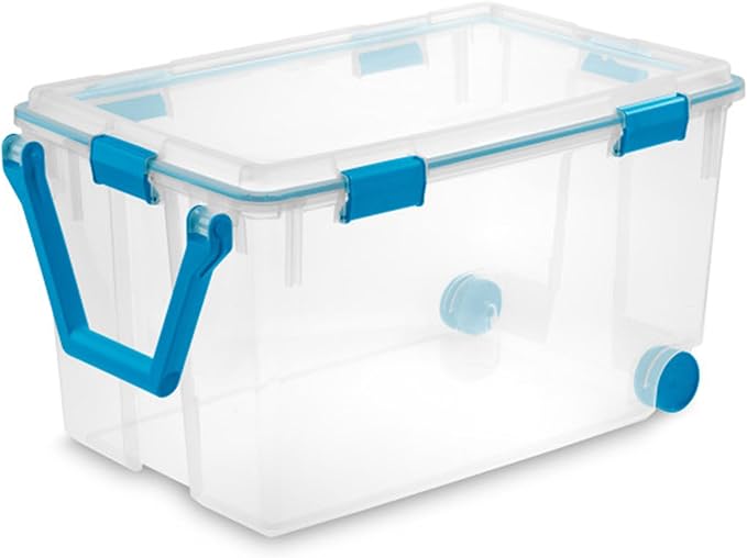 Sterilite 9-Pack Gasket Box Weather-Resistant Storage Bins with Latching Lids 120 Quart - Heavy-Duty Organizing Containers for Closet Bathroom and Office