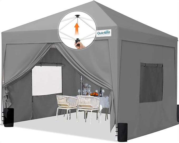 Quictent Privacy 8x8 Pop up Canopy Tent with Sidewalls and Roll-up Ventilated Windows One Person Easy Setup Outdoor Commercial Gazebo Shelter Enclosed Waterproof Bonus 4 Sandbags