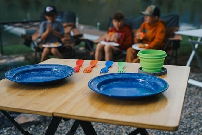 Enamelware for Camping and Backpacking - Cookware Gear Essentials for Camping and Backpacking (Made by Caddis Sports Inc.) (10 Inch Plate (8 Pack))