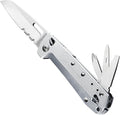 LEATHERMAN FREE K2 Folding Pocketknife 8-in-1 Multi-tool for Everyday Carry (EDC) Home &amp Outdoors Made in USA Silver (K2X with Serrated Blade)
