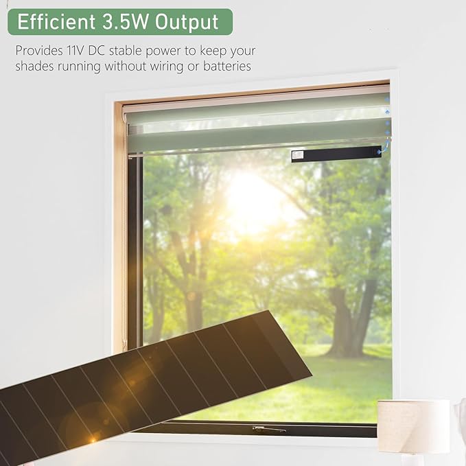 11V 3.5W Solar Panel for Motorized Shades – Dual DC Plugs (5.5x2.1mm &amp 3.5x1.35mm) – Solar Power for RTS Shades &amp Blinds