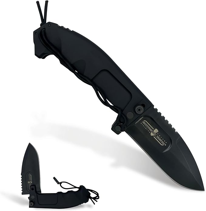 Extrema Ratio - RAO II (Black) Folding Knife Böhler N690 Steel Blade Burnished Finish Secure Locking System Anticorodal Anodized Aluminum Handle Handcrafted in Italy Heavy-Duty and Reliable