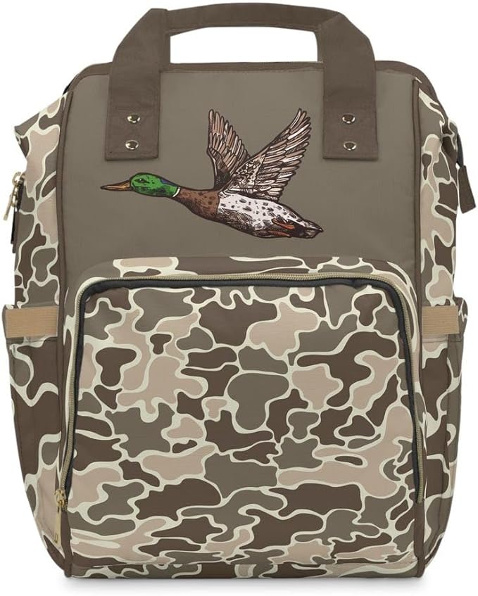 Marsh Old School Camo Duck Backpack/Camo Diaper bag/Mallard Duck Travel Bag/Hunting Bookbag/Country Life Bookbag