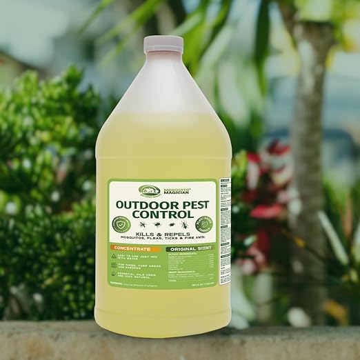 Mosquito Magician Liquid Concentrate - Kills Mosquitoes Fleas and Fire Ants - Use with Pump or Backpack Sprayers Foggers or Automatic Misting Machines - Ideal for Yards Lawns Patios - 1 Gallon