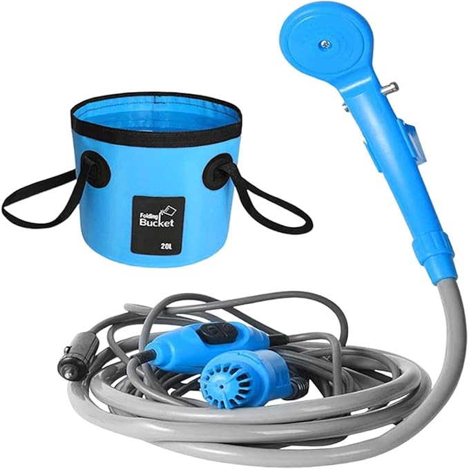 Portable Shower for Outdoor Activities with Practical Container Blue