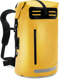 Drfeify Heavy Duty Dry Bag Backpack for Kayaking Boating SplashProof RollTop Bag for Quick Items MOLLE System Looping 35L PVC Black (Yellow)