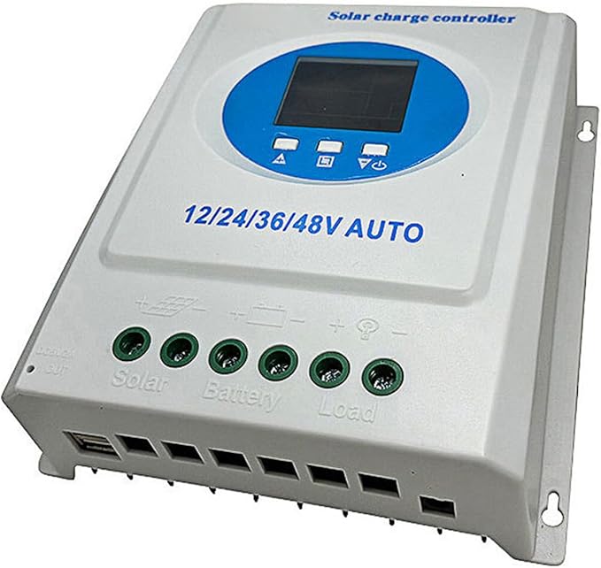 Dioche 120A MPPT Solar Charge Controller with Dual USB Ports - Automatic 12V/24V/36V/48V Adaptation for LeadAcid &amp Lithium Batteries - Smart LCD Display (120A)